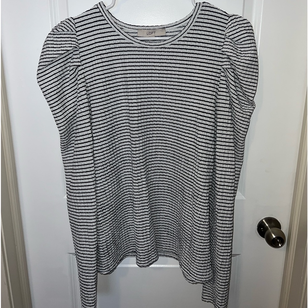 LOFT pleated striped long sleeve shirt. Great condition!